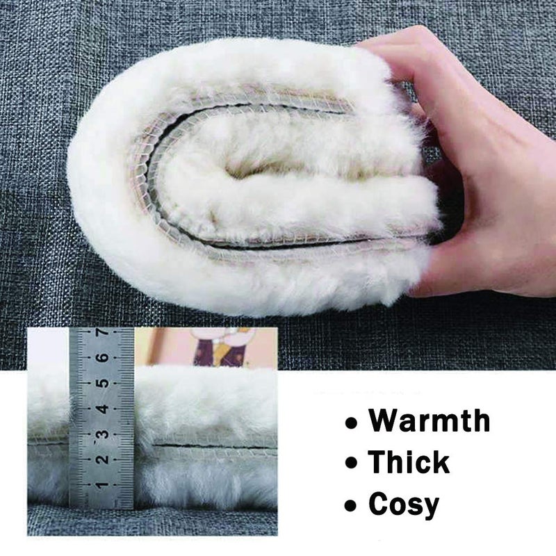 Bacophy 2 Pairs Genuine Thick Sheepskin Fleece Insoles for Women, Premium Warm Fluffy Wool Replacement Cozy Breathable Inner Soles for Shoes Boots Slippers Women Size 6 - Image 3